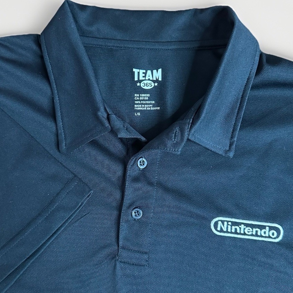 Nintendo Polo Shirt Mens Large Black Employee Performance Gameboy N64 Cube DS
